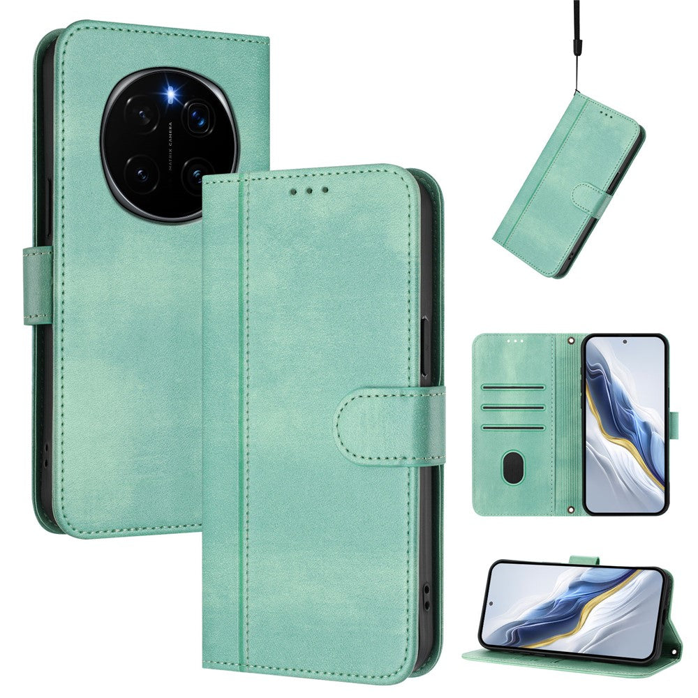 For Honor Magic7 Pro 5G Cases Wallet Stand Retro Texture Leather Phone Cover with Lanyard