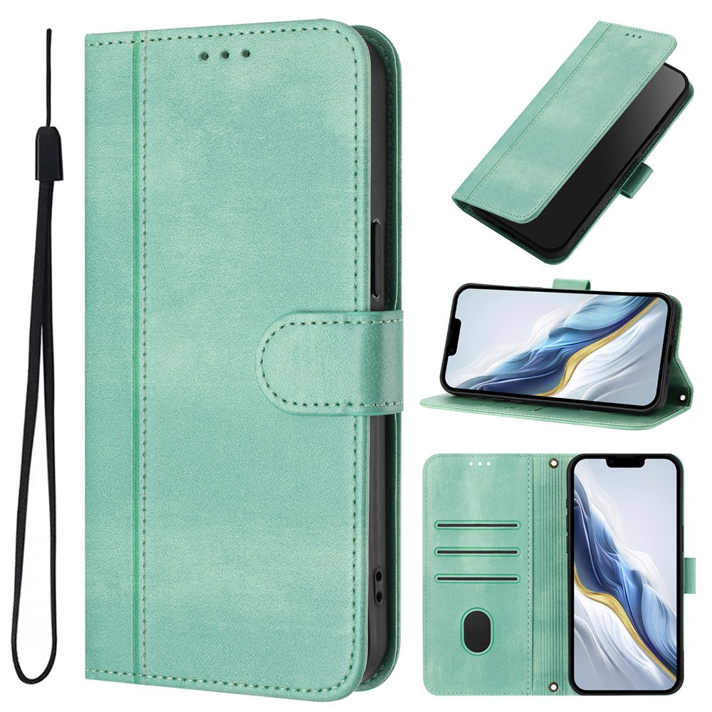 For Honor Magic7 Pro 5G Cases Wallet Stand Retro Texture Leather Phone Cover with Lanyard