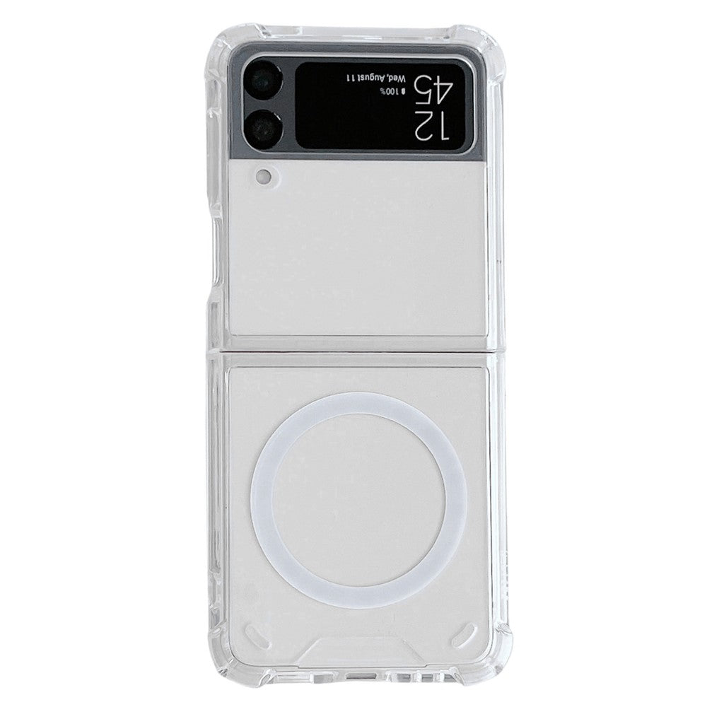 Til Samsung Galaxy Z Flip4 5G Magnetisk Anti-fald Telefoncover, Blødt TPU + Gennemsigtigt PC Bagside Beskyttelsescover
