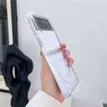 Til Samsung Galaxy Z Flip4 5G Magnetisk Anti-fald Telefoncover, Blødt TPU + Gennemsigtigt PC Bagside Beskyttelsescover
