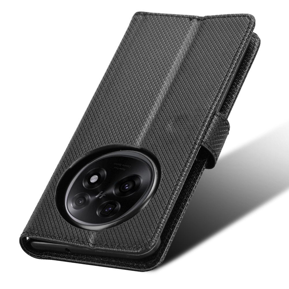 For Oppo Find N5 5G Leather Wallet Case with Strap Diamond Texture Phone Cover