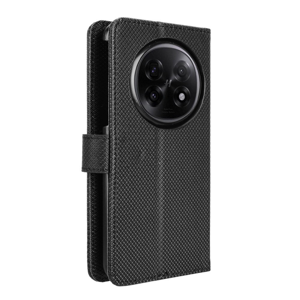 For Oppo Find N5 5G Leather Wallet Case with Strap Diamond Texture Phone Cover