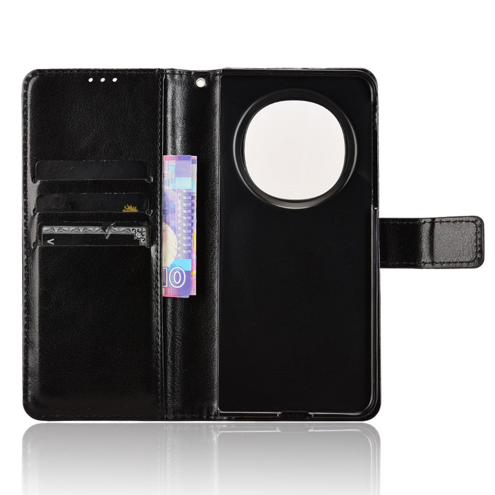 For Oppo Find N5 5G PU Leather Case with Strap Crazy Horse Texture Phone Wallet Cover