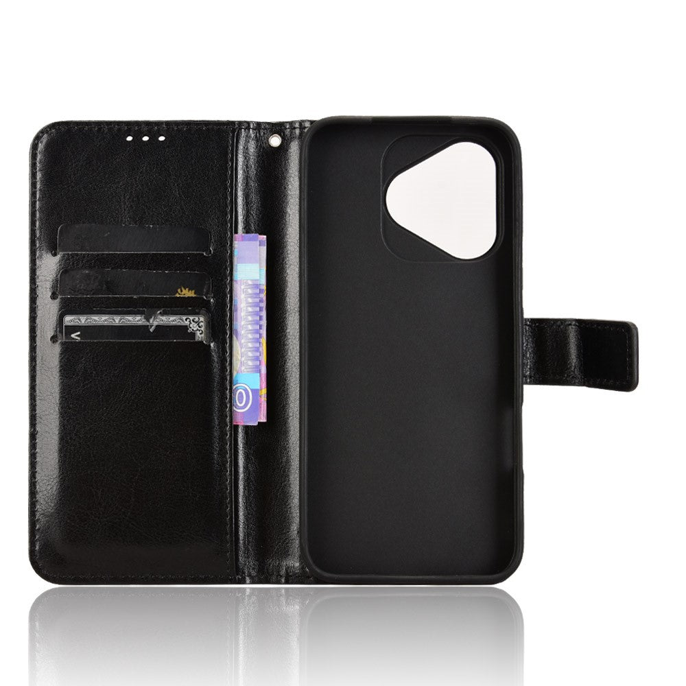 For Honor 400 Lite 5G PU Leather Case with Strap Crazy Horse Texture Phone Wallet Cover