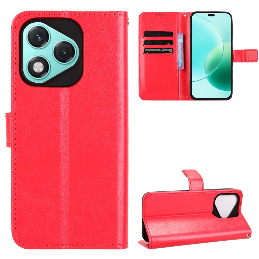 For Honor 400 Lite 5G PU Leather Case with Strap Crazy Horse Texture Phone Wallet Cover