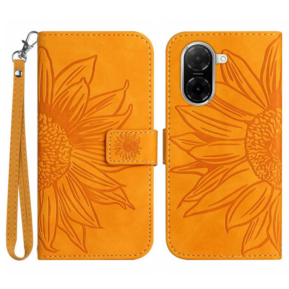 For Xiaomi Redmi A5 NFC (EU) (173.45mm) Case Sunflower Imprint Leather Wallet Phone Cover with Wrist Strap