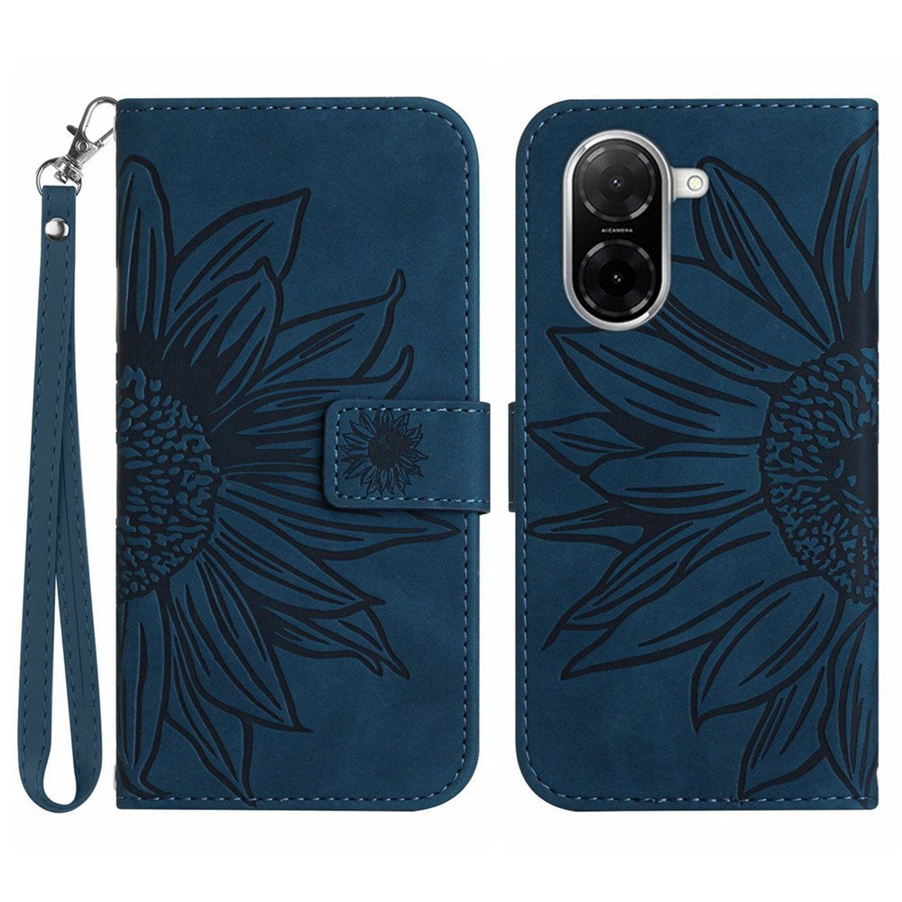 For Xiaomi Redmi A5 NFC (EU) (173.45mm) Case Sunflower Imprint Leather Wallet Phone Cover with Wrist Strap