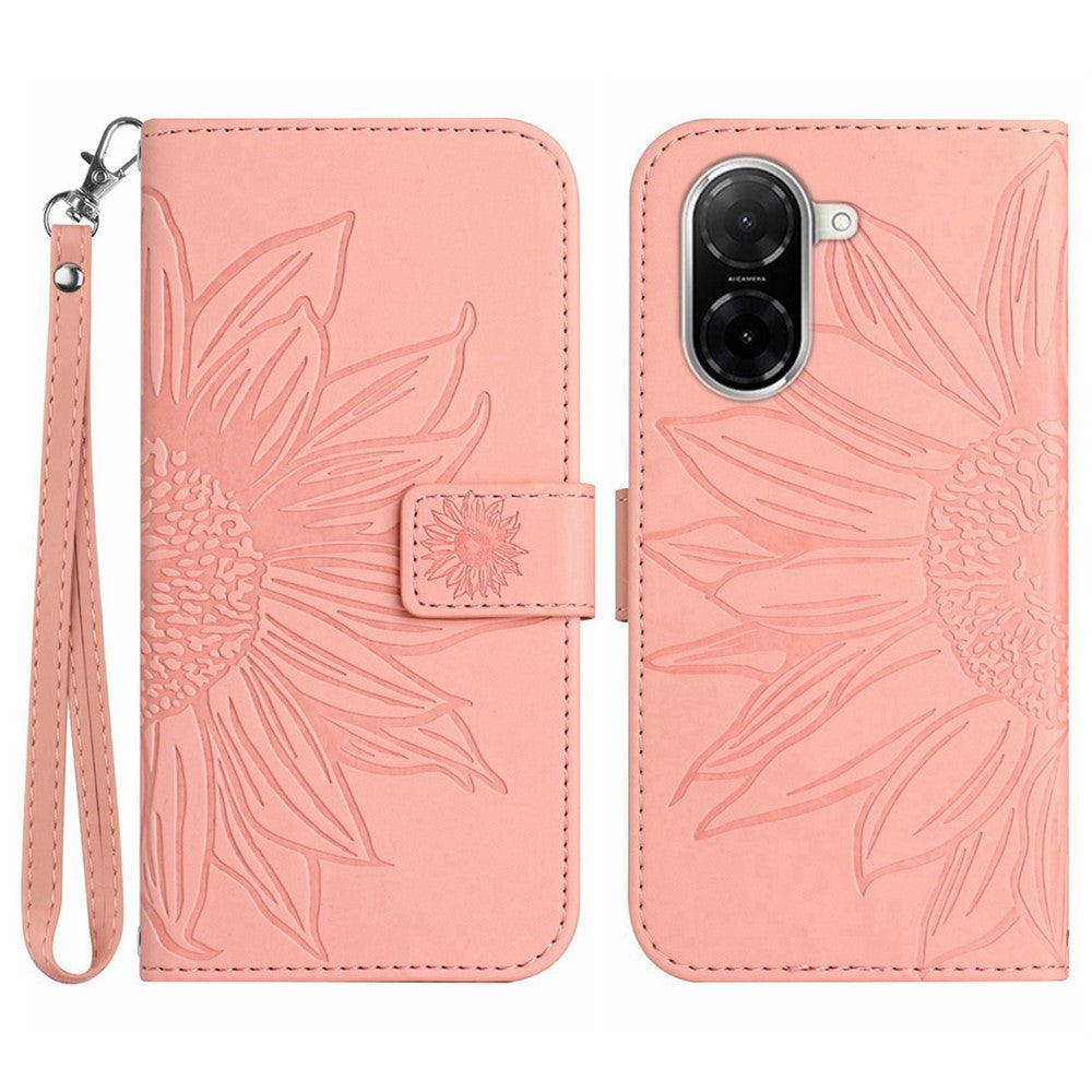For Xiaomi Redmi A5 NFC (EU) (173.45mm) Case Sunflower Imprint Leather Wallet Phone Cover with Wrist Strap