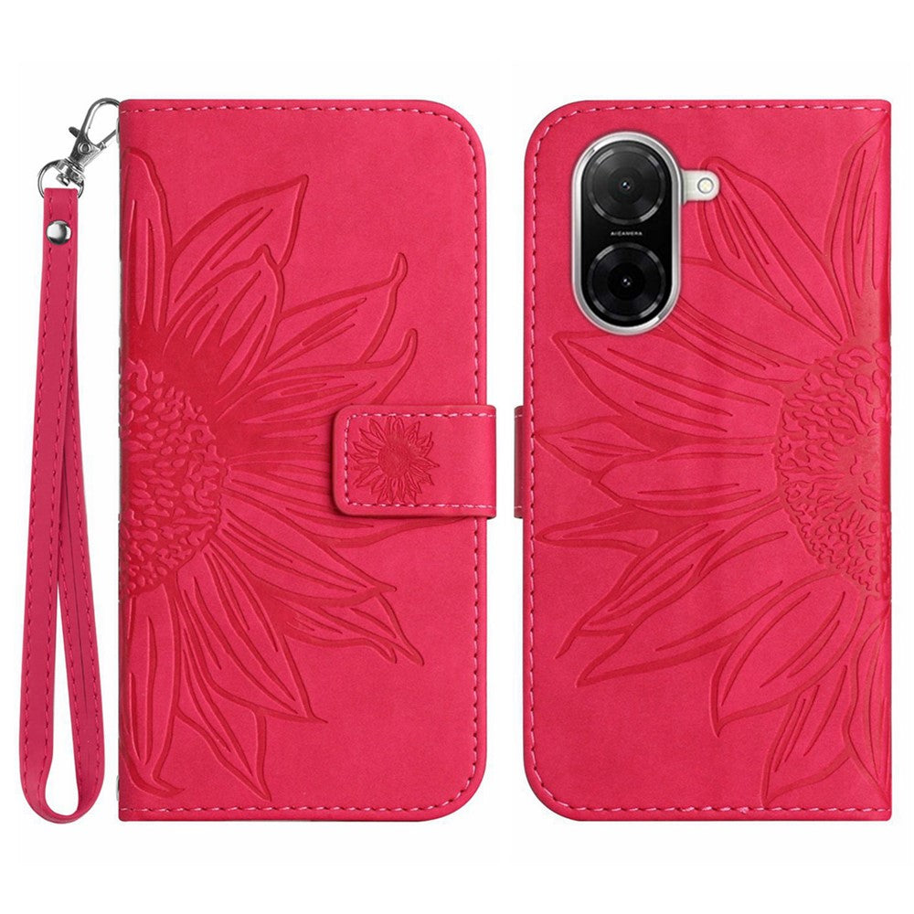 For Xiaomi Redmi A5 NFC (EU) (173.45mm) Case Sunflower Imprint Leather Wallet Phone Cover with Wrist Strap