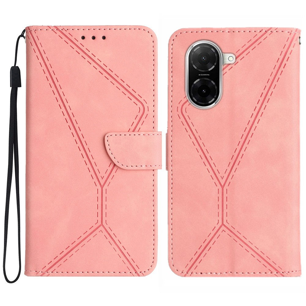 For Xiaomi Redmi A5 NFC (EU) (173.45mm) Case Skin Touch Lines Imprinted PU Leather Flip Phone Cover