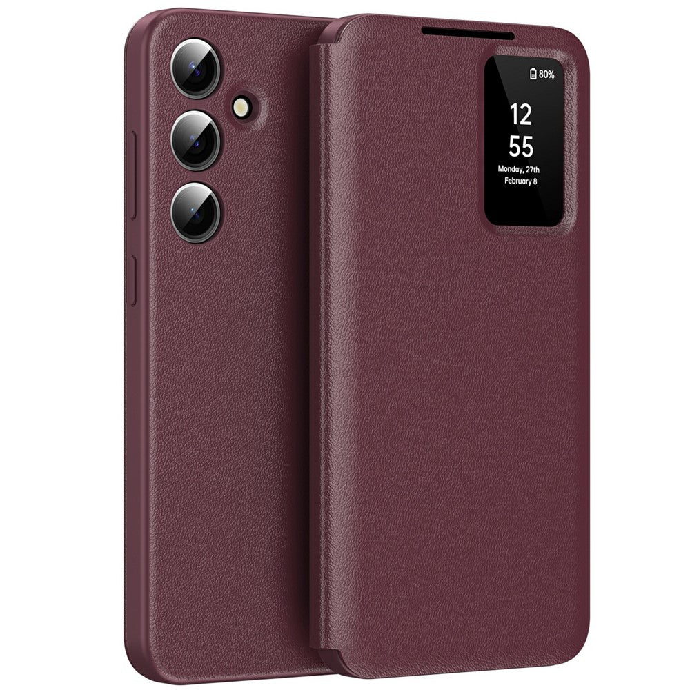 Samsung Galaxy A56 5G-skal med korthållare Smart View Window PU-läder+PC+TPU-mobilskal