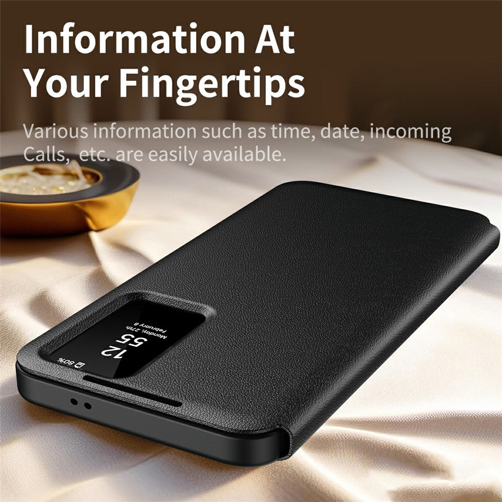 For Samsung Galaxy S25 Edge Case with Card Holder Smart View Window Leather Phone Cover