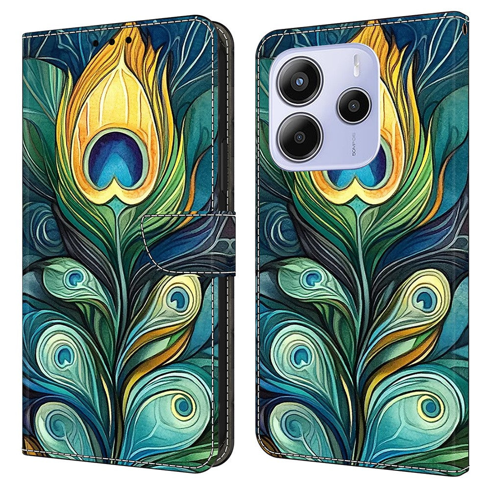 For Xiaomi Redmi Note 14 5G Leather Case Pattern Printing Wallet Stand Flip Phone Cover