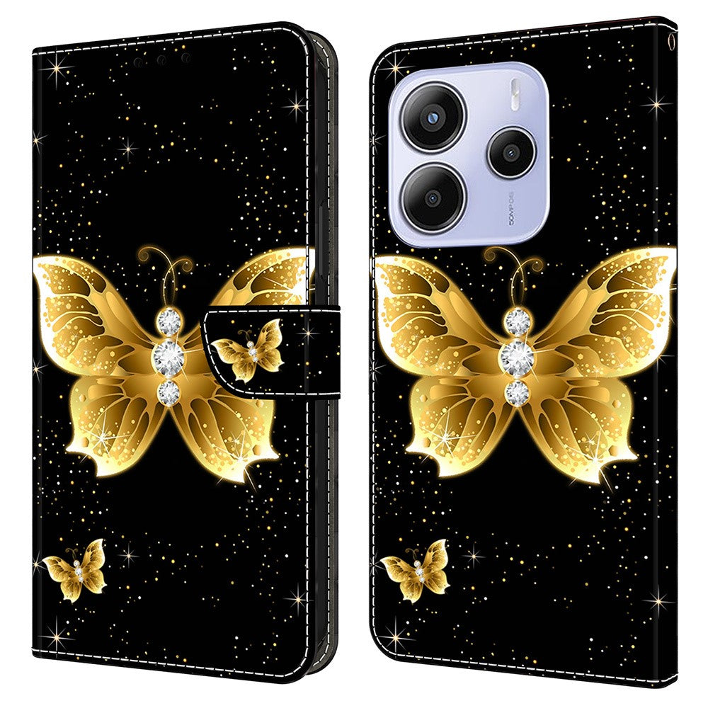 For Xiaomi Redmi Note 14 5G Leather Case Pattern Printing Wallet Stand Flip Phone Cover