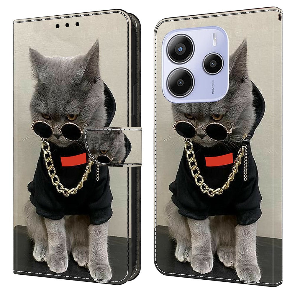For Xiaomi Redmi Note 14 5G Leather Case Pattern Printing Wallet Stand Flip Phone Cover