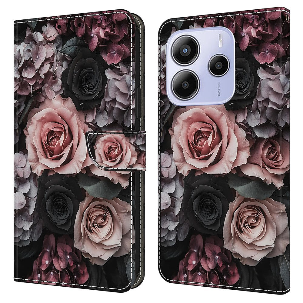 For Xiaomi Redmi Note 14 5G Leather Case Pattern Printing Wallet Stand Flip Phone Cover