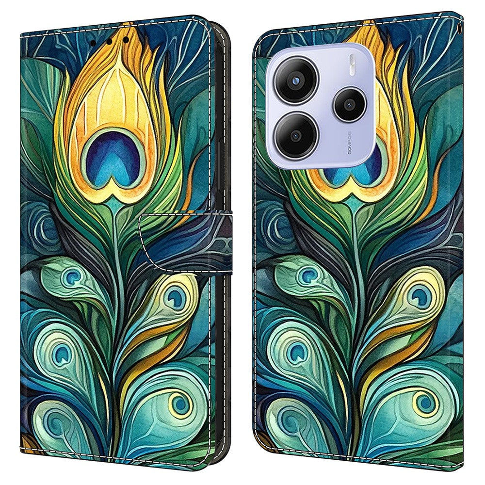 For Xiaomi Redmi Note 14 4G (164.84mm) Leather Case Pattern Printing Wallet Stand Flip Phone Cover