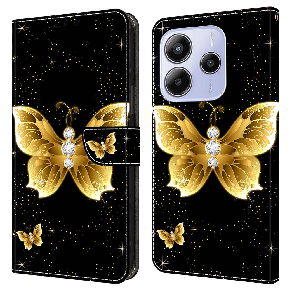 For Xiaomi Redmi Note 14 4G (164.84mm) Leather Case Pattern Printing Wallet Stand Flip Phone Cover