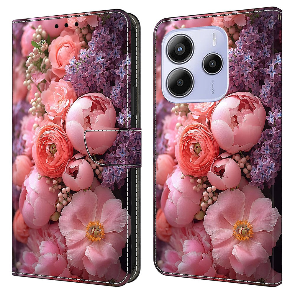 For Xiaomi Redmi Note 14 4G (164.84mm) Leather Case Pattern Printing Wallet Stand Flip Phone Cover
