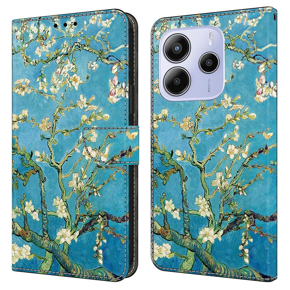 For Xiaomi Redmi Note 14 4G (164.84mm) Leather Case Pattern Printing Wallet Stand Flip Phone Cover