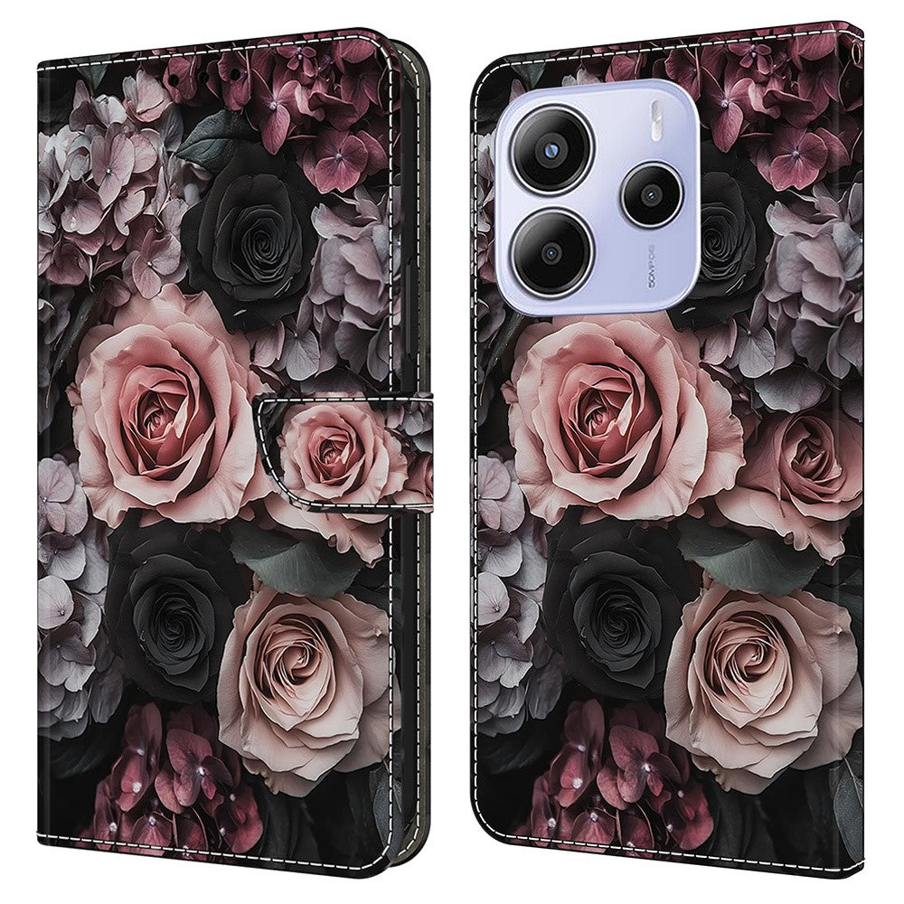 For Xiaomi Redmi Note 14 4G (164.84mm) Leather Case Pattern Printing Wallet Stand Flip Phone Cover