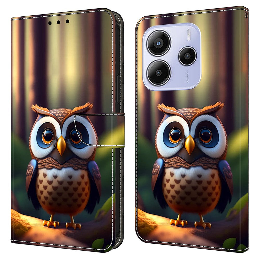 For Xiaomi Redmi Note 14 4G (164.84mm) Leather Case Pattern Printing Wallet Stand Flip Phone Cover
