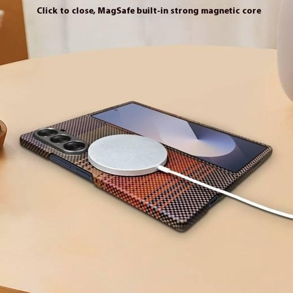 For Samsung Galaxy Z Fold6 5G Magnetic Case Precise Cutouts Gradient Aramid Fiber Phone Cover with Metal Lens Frame