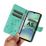 For Xiaomi Redmi A5 NFC (EU) (173.45mm) PU Leather Cases Flower Pattern Wallet Stand Phone Cover with Strap