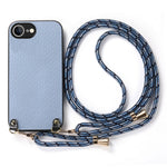 For iPhone 17e / 16e Case Carbon Fiber Texture PU + PC + TPU Anti Drop Phone Cover with Crossbody Lanyard