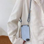 For iPhone 17e / 16e Case Carbon Fiber Texture PU + PC + TPU Anti Drop Phone Cover with Crossbody Lanyard