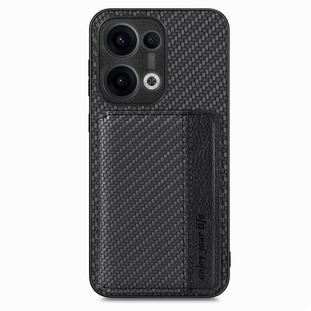 For Oppo Reno13 5G (Global) Case RFID Blocking Carbon Fiber Leather Phone Back Cover with Card Holder