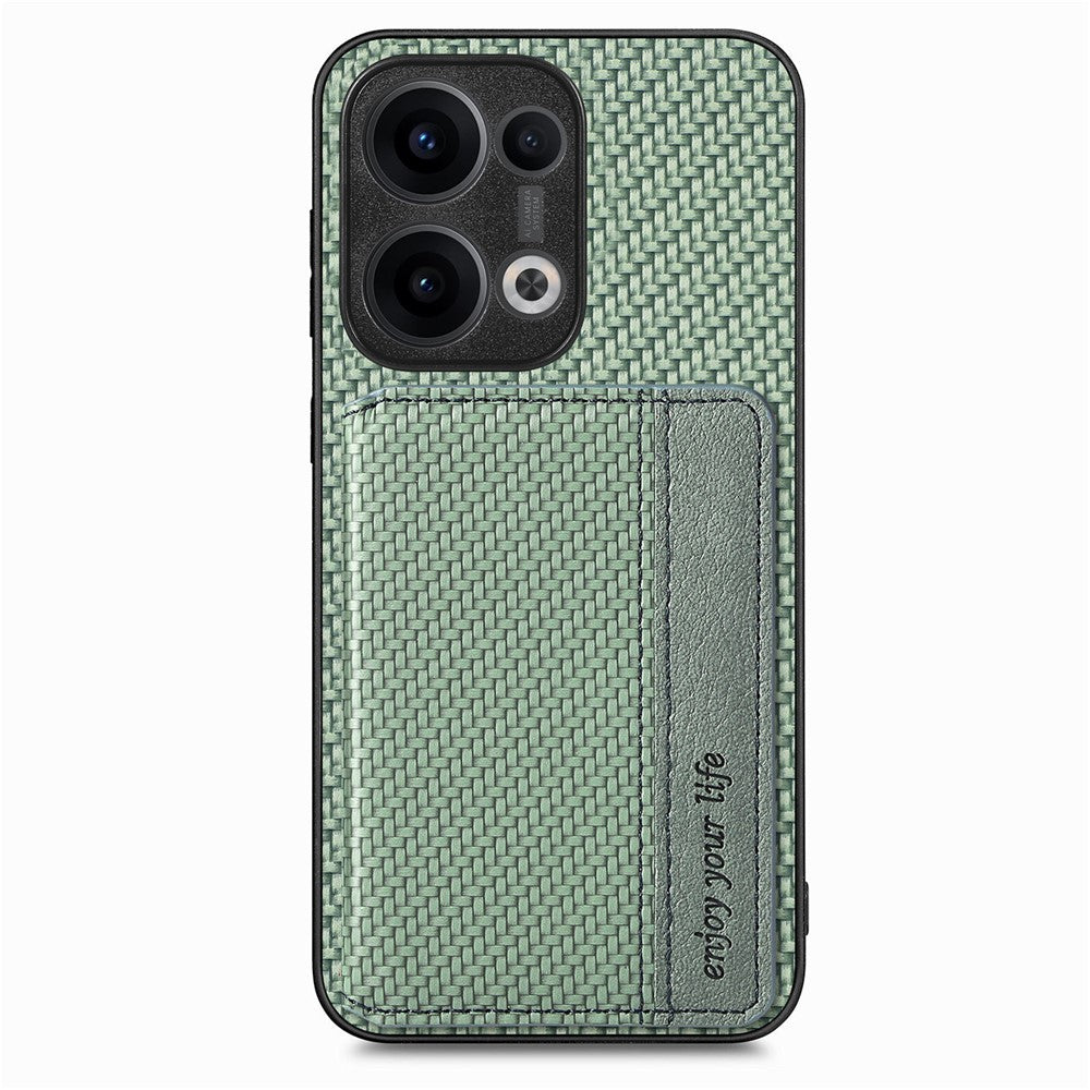 For Oppo Reno13 5G (Global) Case RFID Blocking Carbon Fiber Leather Phone Back Cover with Card Holder