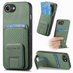 For iPhone 17e / 16e cover kortholder kulfiber tekstur læderbelagt TPU telefoncover
