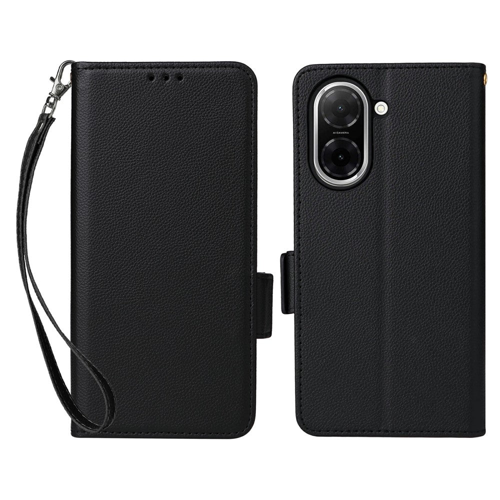 For Xiaomi Redmi A5 NFC (EU) (173.45mm) Case with Wrist Strap Litchi Texture PU Leather Wallet Phone Cover