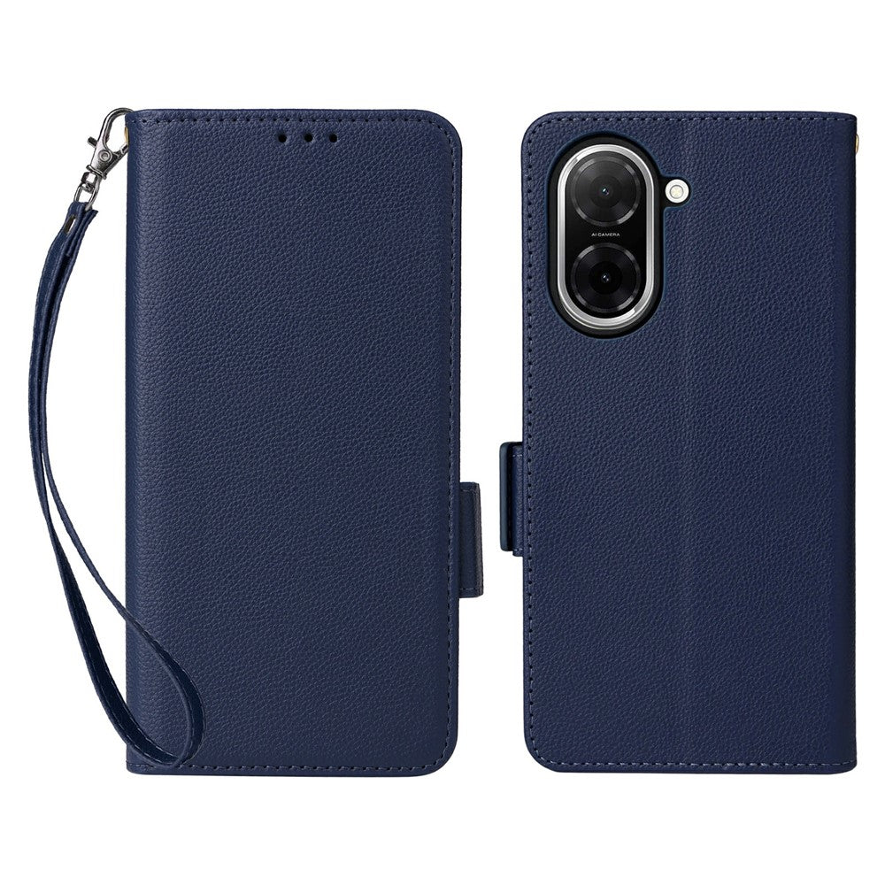 For Xiaomi Redmi A5 NFC (EU) (173.45mm) Case with Wrist Strap Litchi Texture PU Leather Wallet Phone Cover