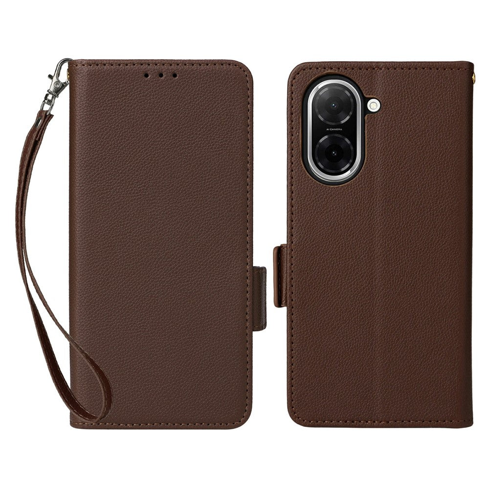 For Xiaomi Redmi A5 NFC (EU) (173.45mm) Case with Wrist Strap Litchi Texture PU Leather Wallet Phone Cover