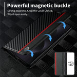 LC.IMEEKE For Samsung Galaxy S25 Edge Case Carbon Fiber Texture Phone Cover Stand Card Holder