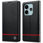 LC.IMEEKE För Xiaomi Redmi Note 14 4G (164.84mm) Skal Kolfibertextur mobilskal Stativ Korthållare