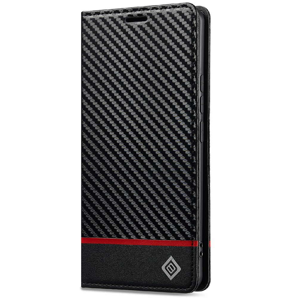 LC.IMEEKE For Xiaomi Redmi Note 14 Pro 4G Case Carbon Fiber Texture Phone Cover Stand Card Holder