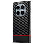 LC.IMEEKE For Xiaomi Redmi Note 14 Pro 4G Case Carbon Fiber Texture Phone Cover Stand Card Holder
