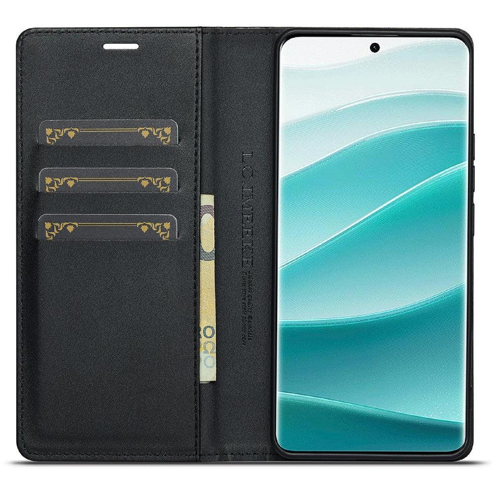 LC.IMEEKE For Xiaomi Redmi Note 14 Pro 4G Case Carbon Fiber Texture Phone Cover Stand Card Holder