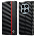 LC.IMEEKE For Xiaomi Redmi Note 14 Pro 4G Case Carbon Fiber Texture Phone Cover Stand Card Holder