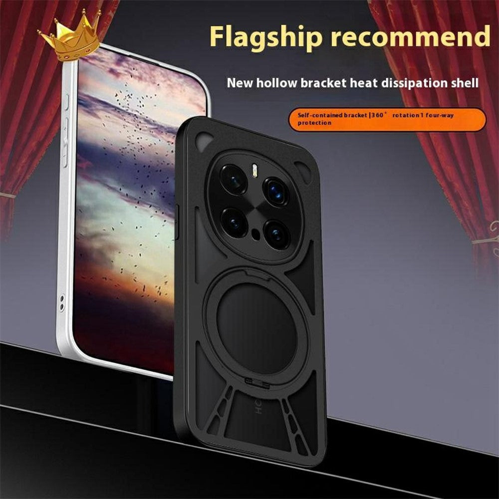 For Honor Magic7 Pro 5G Case Magnetic Kickstand Hollow Heat Dissipation Silicone + PC + Metal Bumper Phone Cover