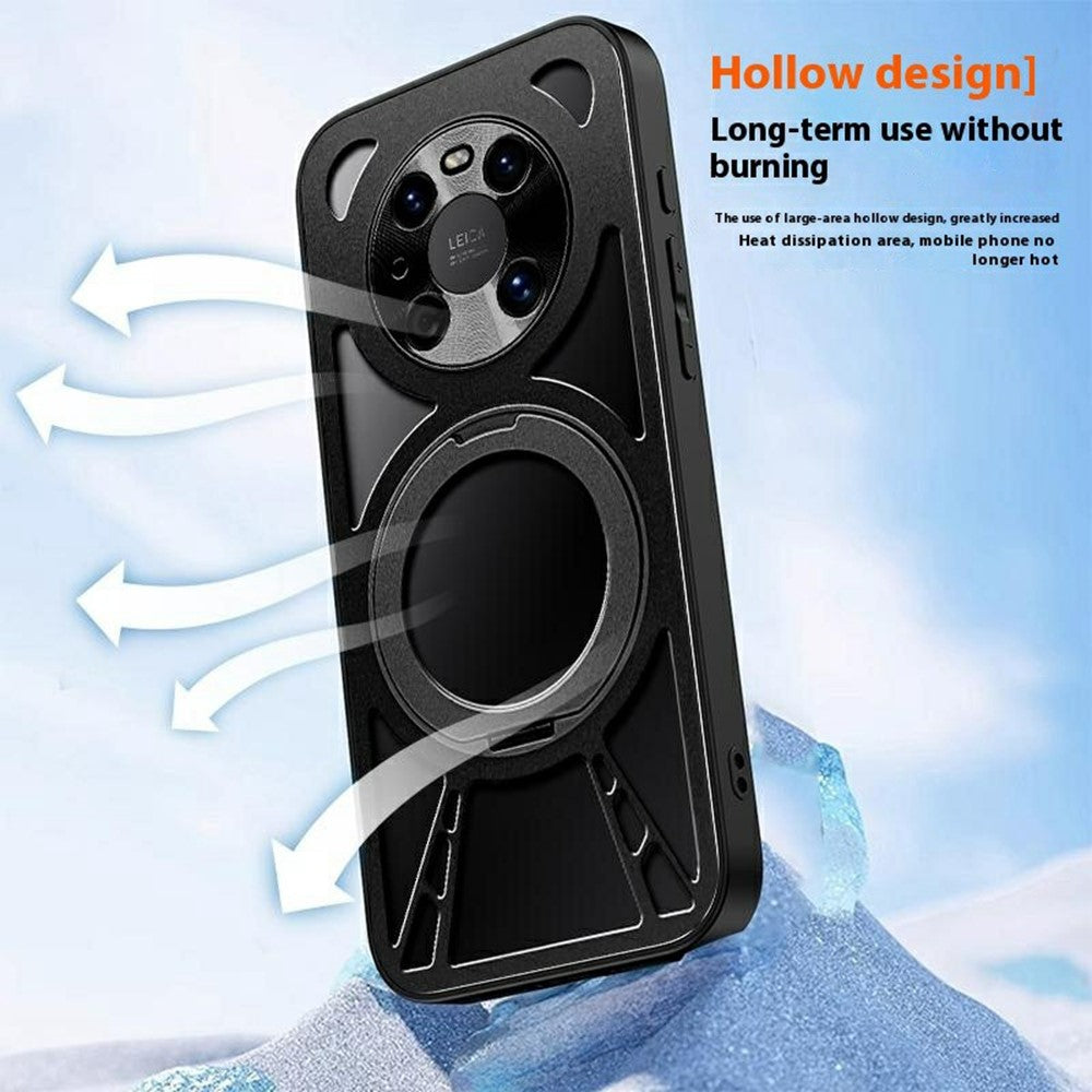 Huawei Mate 40 Skal Magnetiskt Stöd Ihåligt Värmeavledande Silikon + PC + Metall Stötfångare mobilskal