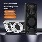 For Huawei Mate 60 Pro / Mate 60 Pro+ Case Magnetic Kickstand Hollow Heat Dissipation Silicone + PC + Metal Bumper Phone Cover