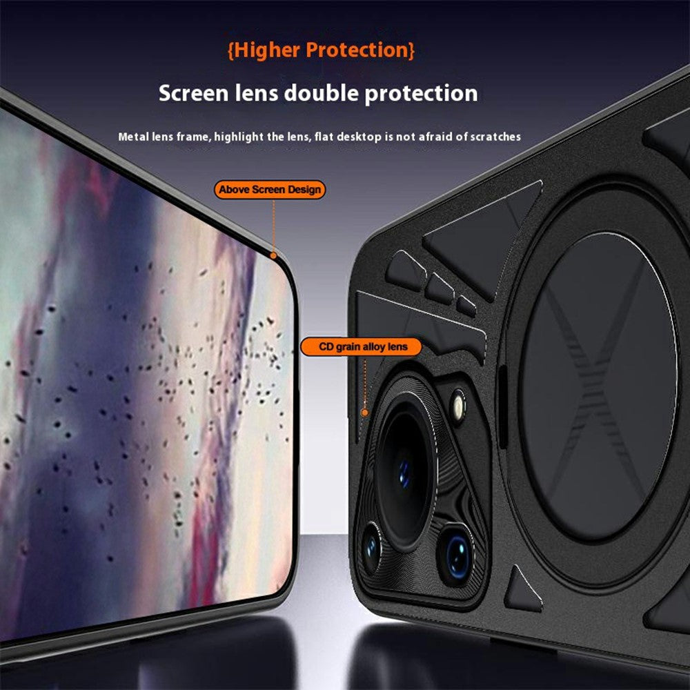 Huawei Pura 70 Ultra-cover med magnetisk støtte, hul varmeafledning, silikone + PC + metalstødfanger-mobilcover