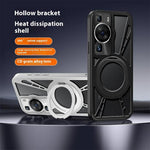 For Huawei P60 / P60 Pro Case Magnetic Kickstand Hollow Heat Dissipation Silicone + PC + Metal Bumper Phone Cover