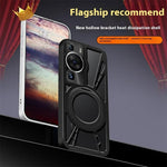 For Huawei P60 / P60 Pro Case Magnetic Kickstand Hollow Heat Dissipation Silicone + PC + Metal Bumper Phone Cover