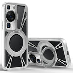 For Huawei P60 / P60 Pro Case Magnetic Kickstand Hollow Heat Dissipation Silicone + PC + Metal Bumper Phone Cover