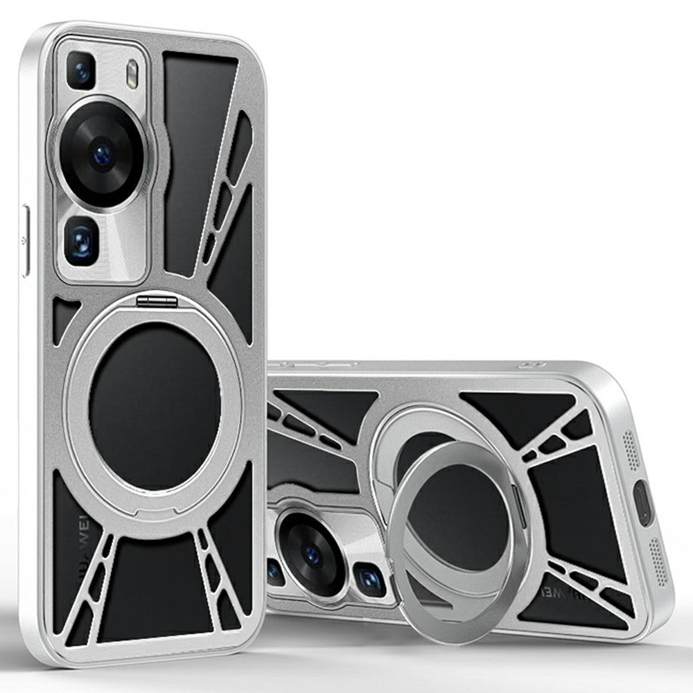 Huawei P60 / P60 Pro Skal Magnetiskt Stöd Ihåligt Värmeavledande Silikon + PC + Metall Stötfångare mobilskal
